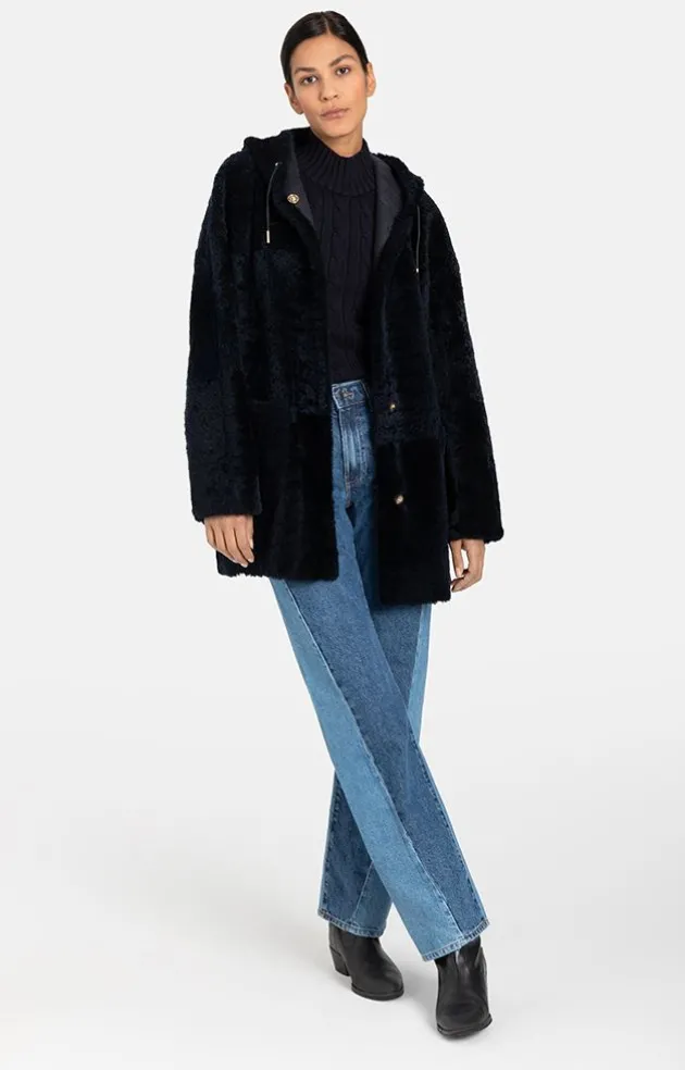 Lambskin Jackets<WERNER CHRIST Phoebe: Casual And Ultralight Hooded Jacket Navy