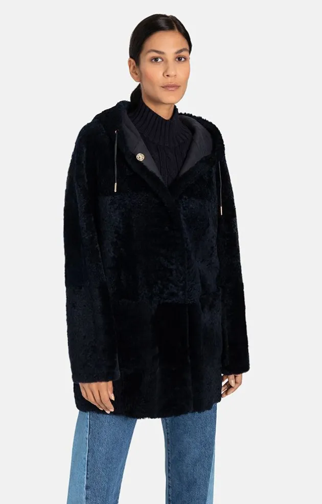 Lambskin Jackets<WERNER CHRIST Phoebe: Casual And Ultralight Hooded Jacket Navy