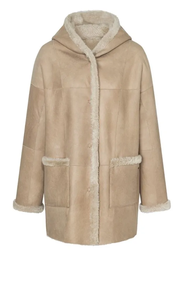 Lambskin Jackets<WERNER CHRIST Phoebe: Light Hooded Jacket In A Sand Tone Beige