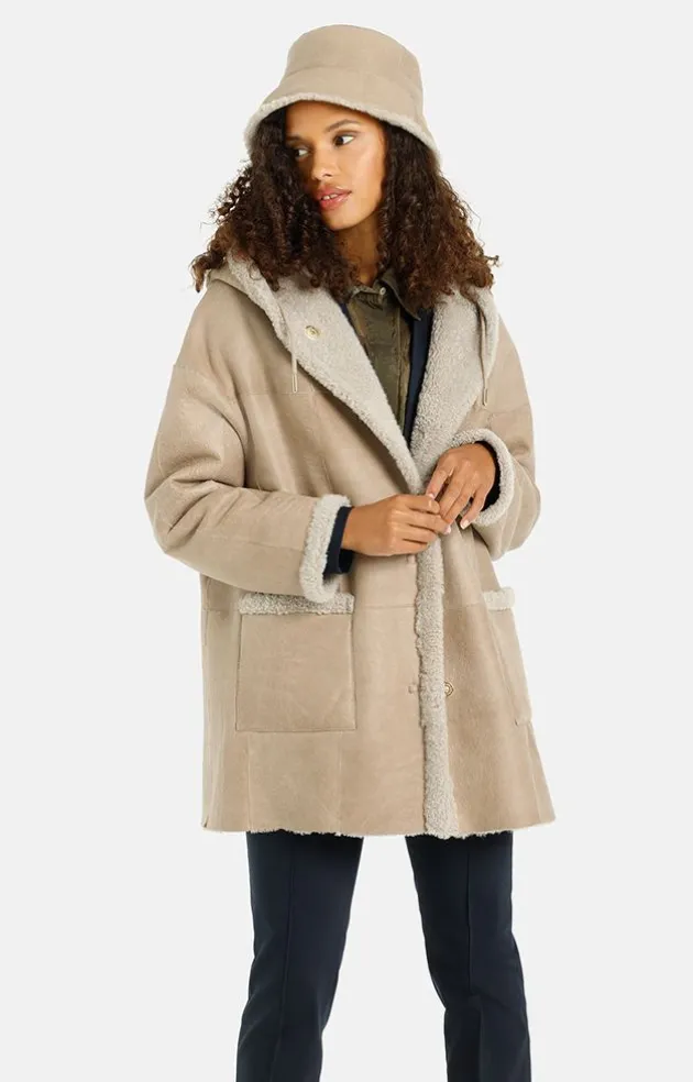 Lambskin Jackets<WERNER CHRIST Phoebe: Light Hooded Jacket In A Sand Tone Beige