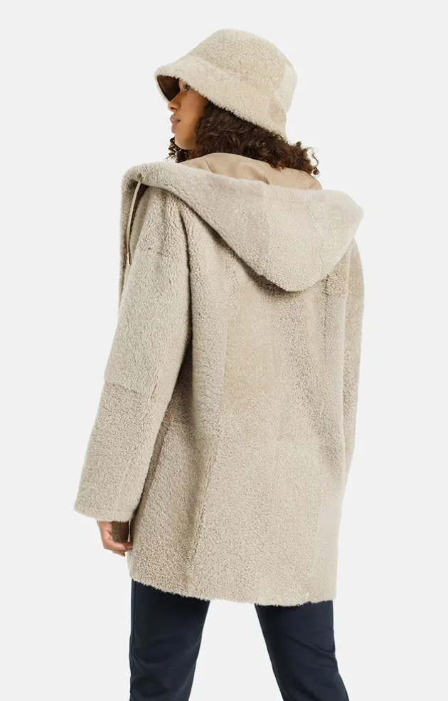 Lambskin Jackets<WERNER CHRIST Phoebe: Light Hooded Jacket In A Sand Tone Beige