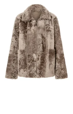 Lambskin Jackets<WERNER CHRIST Rahel: Light A-Line Reversible Jacket Greige