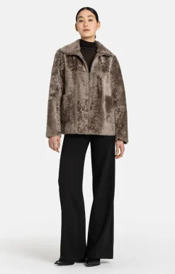 Lambskin Jackets<WERNER CHRIST Rahel: Light A-Line Reversible Jacket Greige