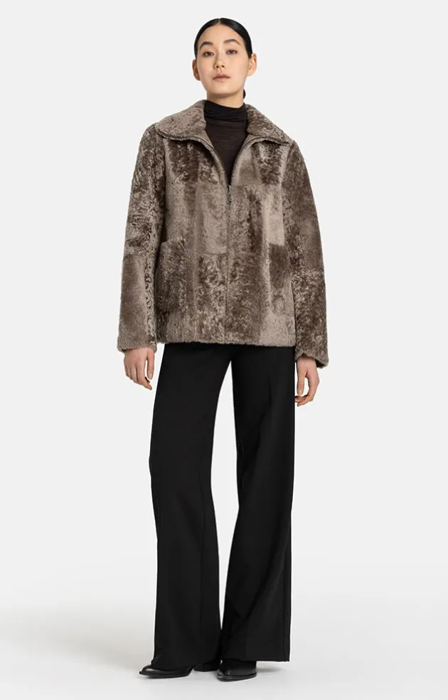 Lambskin Jackets<WERNER CHRIST Rahel: Light A-Line Reversible Jacket Greige