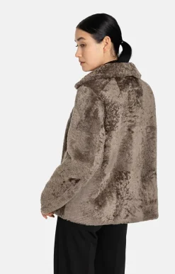 Lambskin Jackets<WERNER CHRIST Rahel: Light A-Line Reversible Jacket Greige