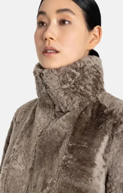 Lambskin Jackets<WERNER CHRIST Rahel: Light A-Line Reversible Jacket Greige