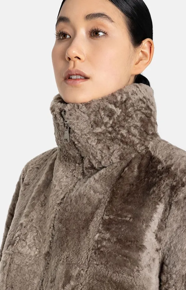 Lambskin Jackets<WERNER CHRIST Rahel: Light A-Line Reversible Jacket Greige