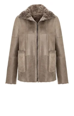 Lambskin Jackets<WERNER CHRIST Rahel: Light A-Line Reversible Jacket Greige