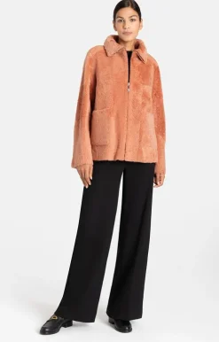 Lambskin Jackets<WERNER CHRIST Rahel: Light A-Line Reversible Jacket Dusty Rose