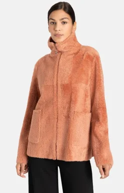 Lambskin Jackets<WERNER CHRIST Rahel: Light A-Line Reversible Jacket Dusty Rose