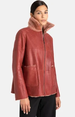 Lambskin Jackets<WERNER CHRIST Rahel: Light A-Line Reversible Jacket Dusty Rose