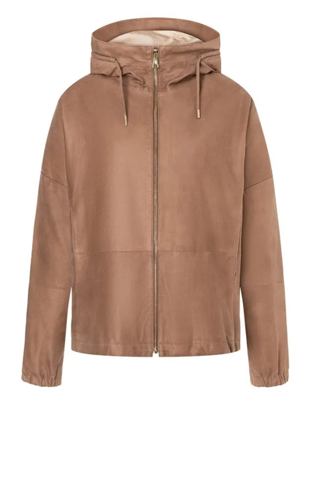 Leather Jackets<WERNER CHRIST Ramona: Egg-Shape Hooded Jacket Mocha