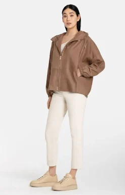 Leather Jackets<WERNER CHRIST Ramona: Egg-Shape Hooded Jacket Mocha