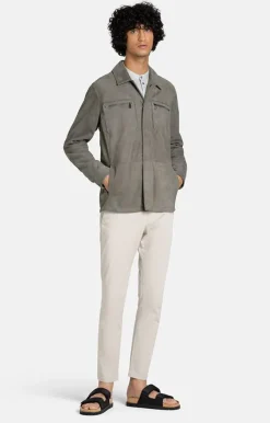 Leather Jackets<WERNER CHRIST Sandro: Field Jacket With Accentuated Breast Asphalt