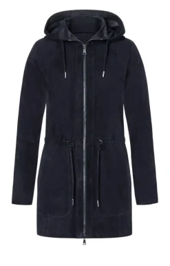 Leather Jackets<WERNER CHRIST Sani: Lightweight Hooded Jacket With Drawstri Navy