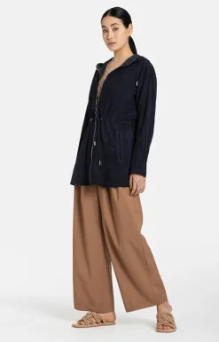 Leather Jackets<WERNER CHRIST Sani: Lightweight Hooded Jacket With Drawstri Navy