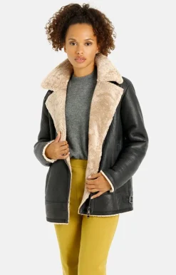 Lambskin Jackets<WERNER CHRIST Saphira: Oversized Jacket In Biker Style Anthracite