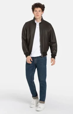 Leather Jackets<WERNER CHRIST Stan Cw: All-Season Blouson In Lamb Nappa Chocolate