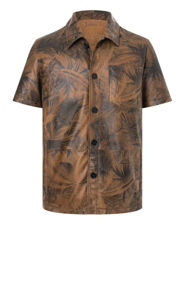 Leather Jackets<WERNER CHRIST Stuart: Overshirt In Napped Goatskin Suede Cognac