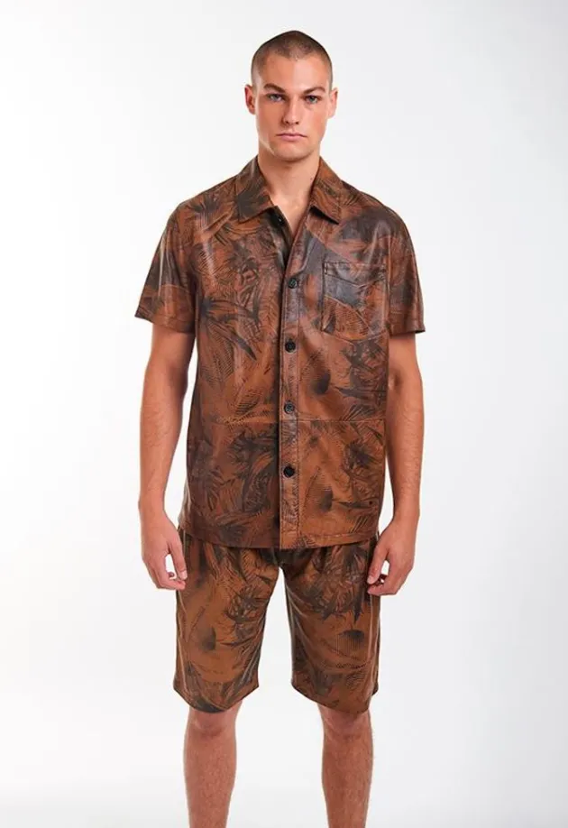 Leather Jackets<WERNER CHRIST Stuart: Overshirt In Napped Goatskin Suede Cognac