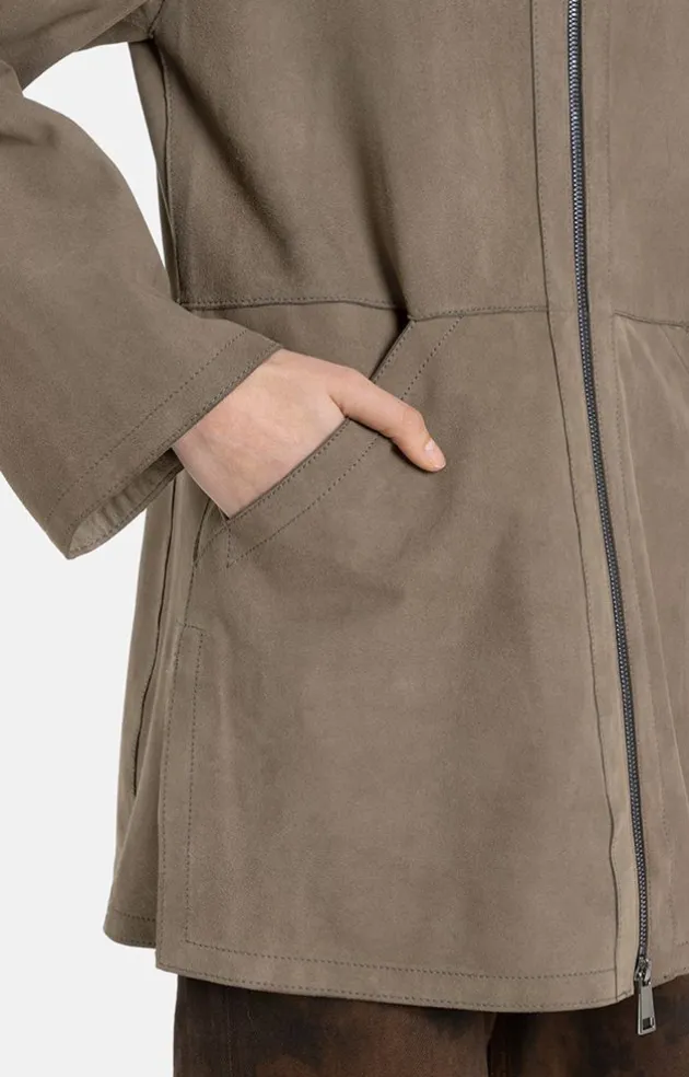 Leather Jackets<WERNER CHRIST Susi: Sporty Parka With Hood Mud Brown