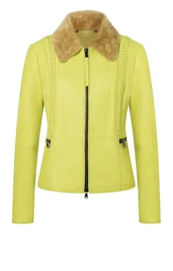 Leather Jackets<WERNER CHRIST Talea C: Jacket With Detachable Collar Fresh Lime
