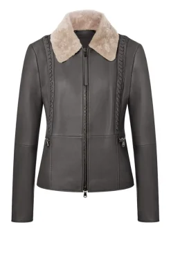 Leather Jackets<WERNER CHRIST Talea C: Jacket With Detachable Collar Asphalt