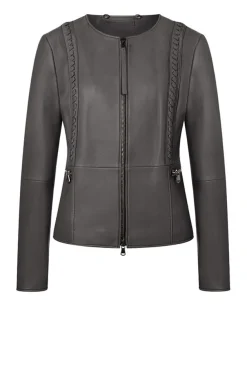Leather Jackets<WERNER CHRIST Talea C: Jacket With Detachable Collar Asphalt