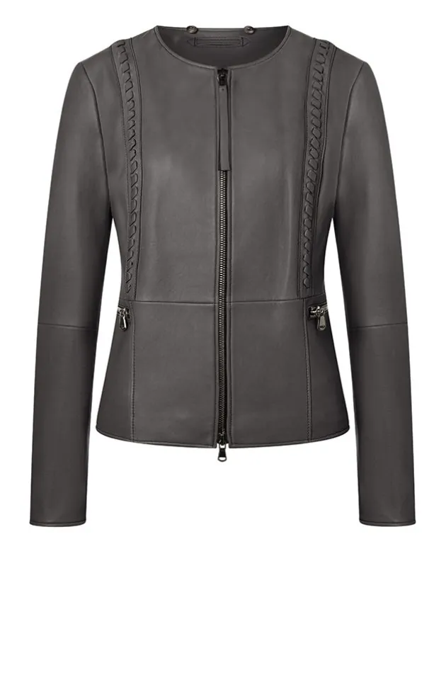 Leather Jackets<WERNER CHRIST Talea C: Jacket With Detachable Collar Asphalt