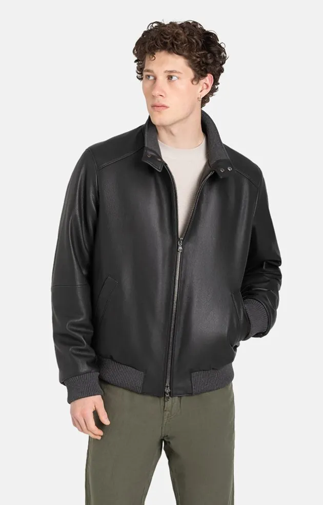 Leather Jackets<WERNER CHRIST Talib: Classic Nappa Blouson With Knitwear Black