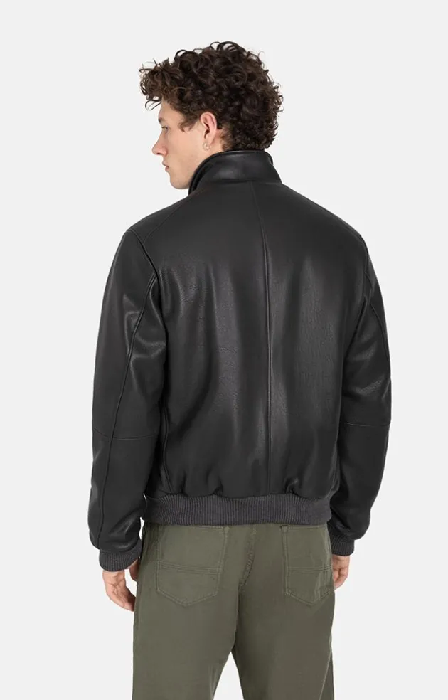 Leather Jackets<WERNER CHRIST Talib: Classic Nappa Blouson With Knitwear Black