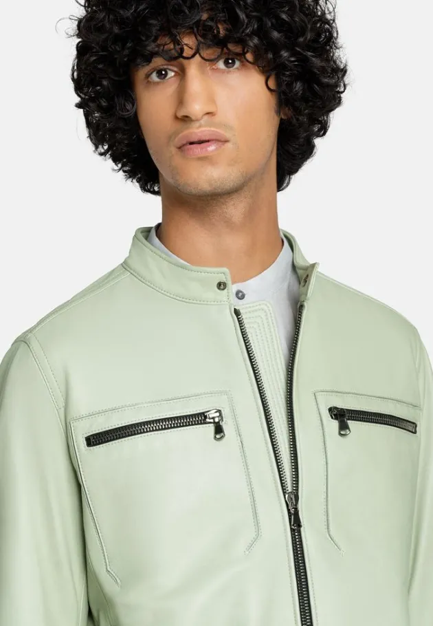 Leather Jackets<WERNER CHRIST Taylor: Grained Nappa Jacket For Purists Salbei