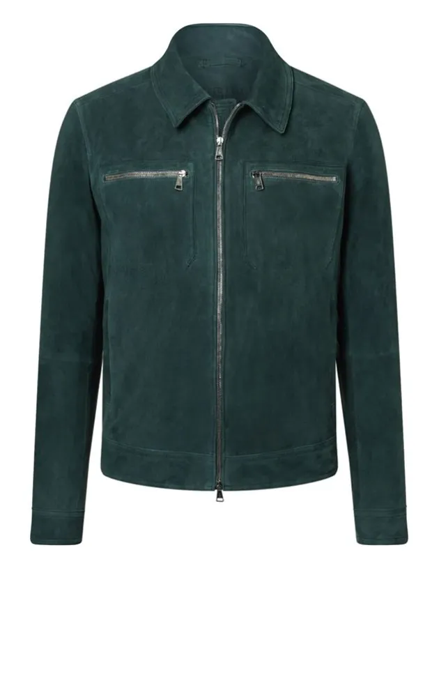 Leather Jackets<WERNER CHRIST Ted: Shorter Jacket With Turn-Down Collar Ivy Green