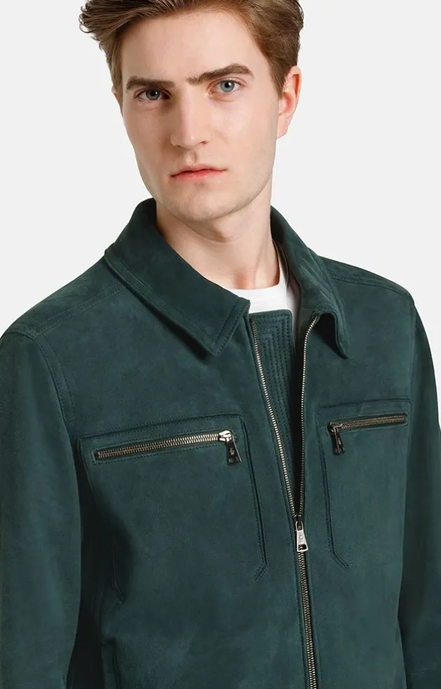 Leather Jackets<WERNER CHRIST Ted: Shorter Jacket With Turn-Down Collar Ivy Green