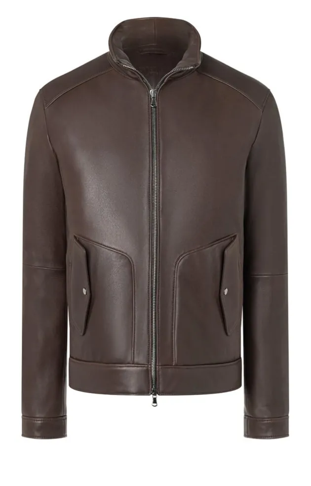 Leather Jackets<WERNER CHRIST Thorben: Padded Blouson In A Bomber Style Chocolate