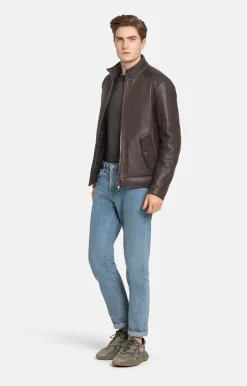 Leather Jackets<WERNER CHRIST Thorben: Padded Blouson In A Bomber Style Chocolate