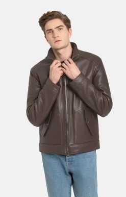 Leather Jackets<WERNER CHRIST Thorben: Padded Blouson In A Bomber Style Chocolate