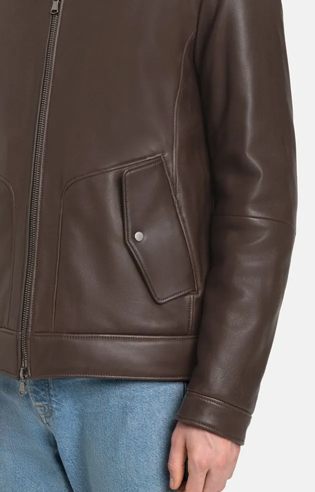 Leather Jackets<WERNER CHRIST Thorben: Padded Blouson In A Bomber Style Chocolate