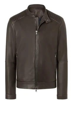 Leather Jackets<WERNER CHRIST Thore: Biker Jacket With Quilted Details Chocolate