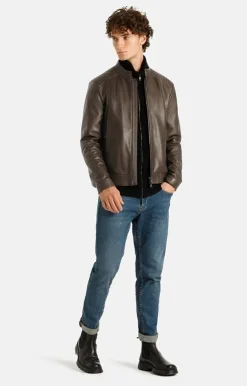 Leather Jackets<WERNER CHRIST Thore: Biker Jacket With Quilted Details Chocolate