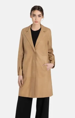 Leather Jackets<WERNER CHRIST Tonja: Leichter Mantel Mit Handstichnahten Natur