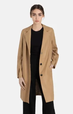 Leather Jackets<WERNER CHRIST Tonja: Leichter Mantel Mit Handstichnahten Natur