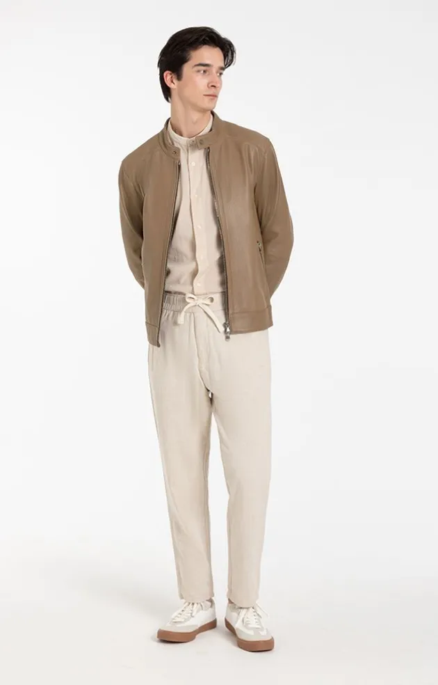 Leather Jackets<WERNER CHRIST Toto: Grained Nappa Jacket For Purists Taupe