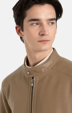 Leather Jackets<WERNER CHRIST Toto: Grained Nappa Jacket For Purists Taupe
