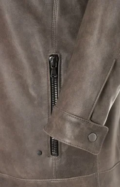 Leather Jackets<WERNER CHRIST Toto: Vintage Look, Lamb Nappa Biker Jacket Vintage Grey