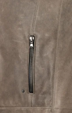 Leather Jackets<WERNER CHRIST Toto: Vintage Look, Lamb Nappa Biker Jacket Vintage Grey