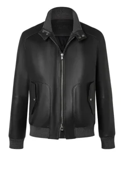 Leather Jackets<WERNER CHRIST Tristan: Padded Bomber With Knitted Welts Black