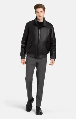 Leather Jackets<WERNER CHRIST Tristan: Padded Bomber With Knitted Welts Black