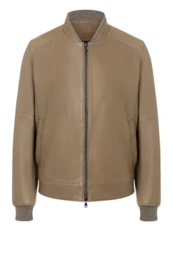 Leather Jackets<WERNER CHRIST Umberto: Classic College Blouson Taupe