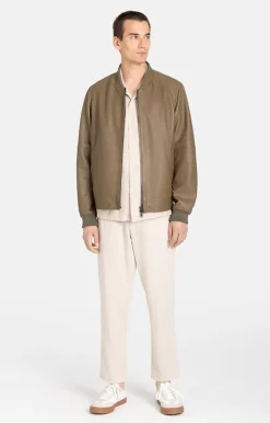 Leather Jackets<WERNER CHRIST Umberto: Classic College Blouson Taupe